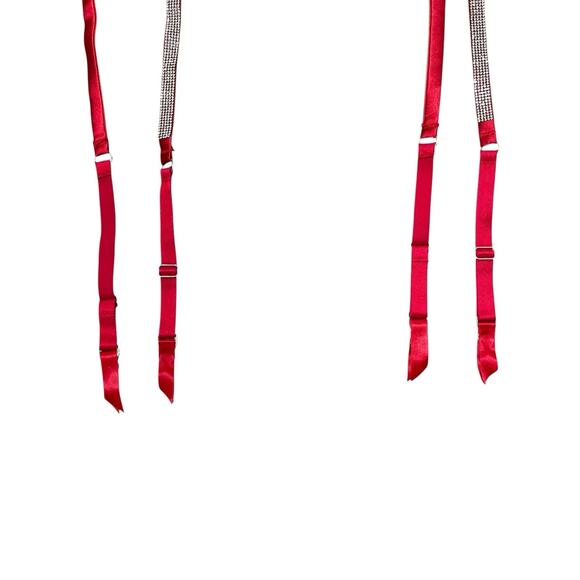 Victoria's Secret M/L Red Satin Rhinestone Adjustable Lingerie Garter Belt - Picture 2 of 6